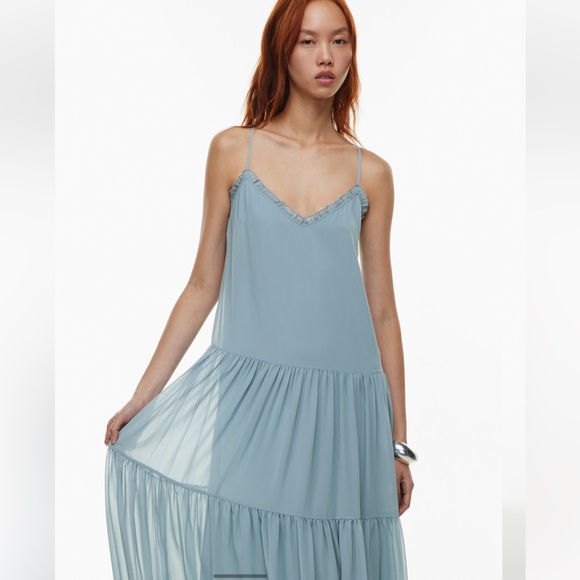 Aritzia Wilfred Sunshine Midi Dress Slab Blue Size Small New With Tags! - Picture 5 of 11